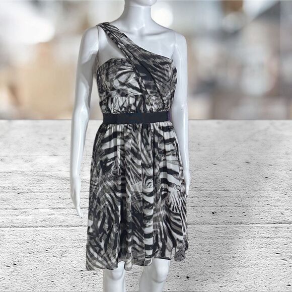 Vince Camuto Animal Print One Shoulder Cocktail Dress NWT Safari Core - Picture 4 of 7